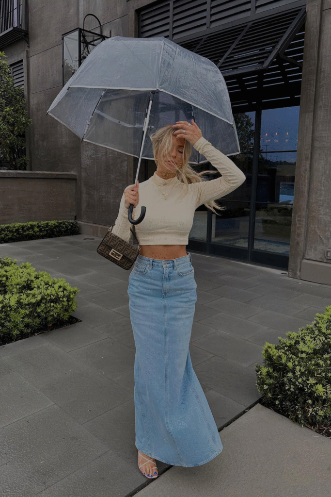 21+ Stylish Denim Skirt Outfits You’ll Love to Wear 4