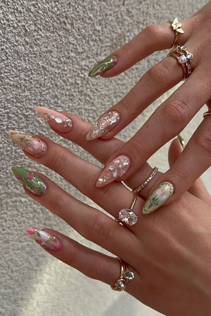 31+ Sparkling Rhinestone Nail Ideas for Bold Looks 32